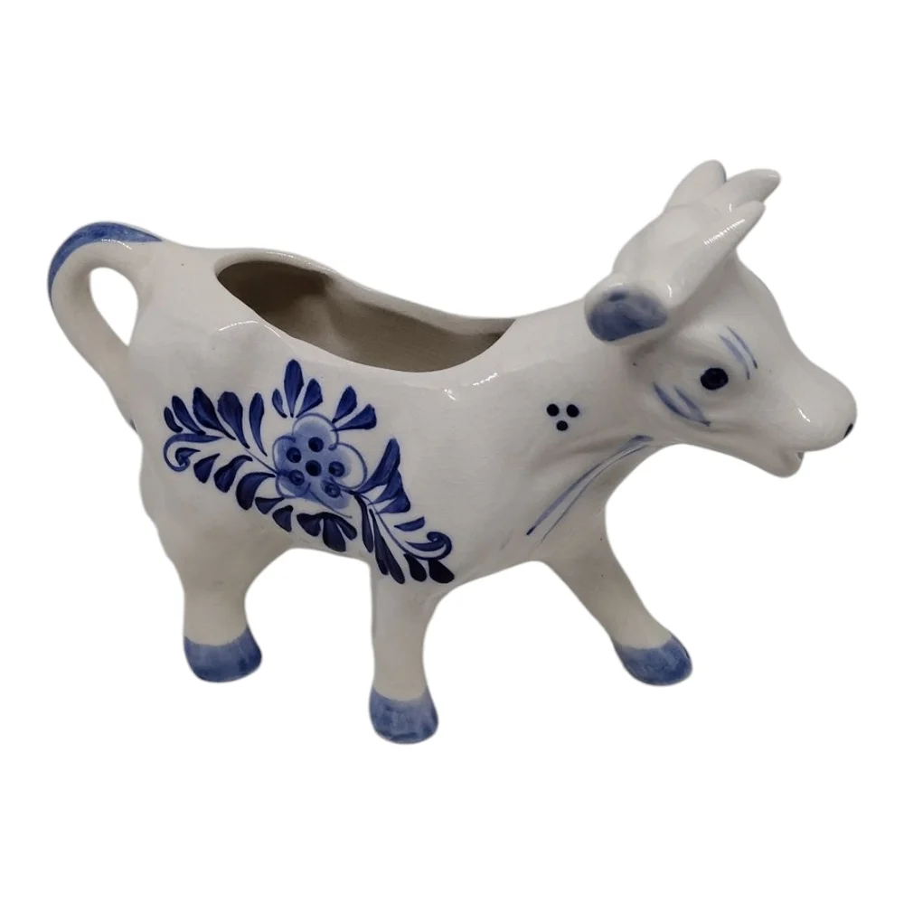 Whimsical‎ Delft Blue and White Ceramic Cow Pitcher